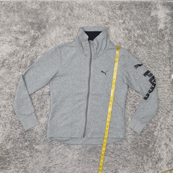Puma Women's Size S Basic Jacket Gray Cotton Blend Zip Long Sleeve - Picture 2 of 8
